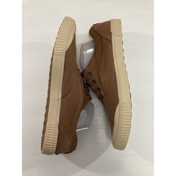 Flaw LL Bean Boat Shoes Men’s 13M Brown Canvas Lace-Up Casual Eco Sneakers - Picture 6 of 11